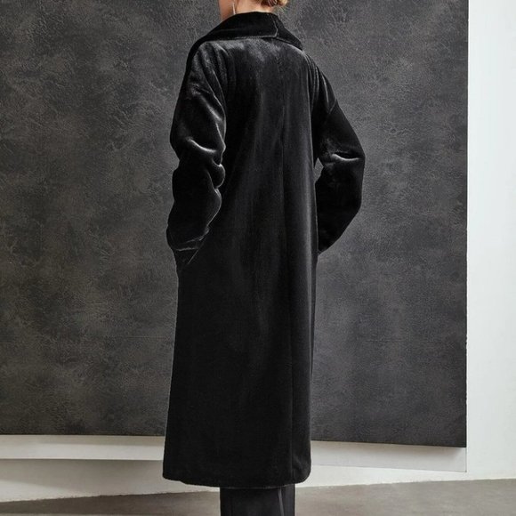 Black Preppy Womens Faux fur Coat - Picture 3 of 5